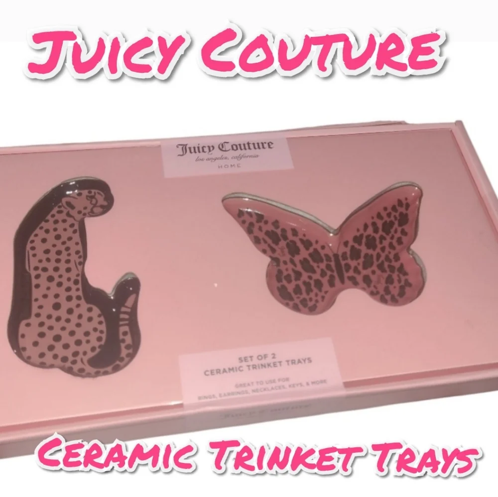 Juicy Couture Pink Leopard Trinket Tray Set